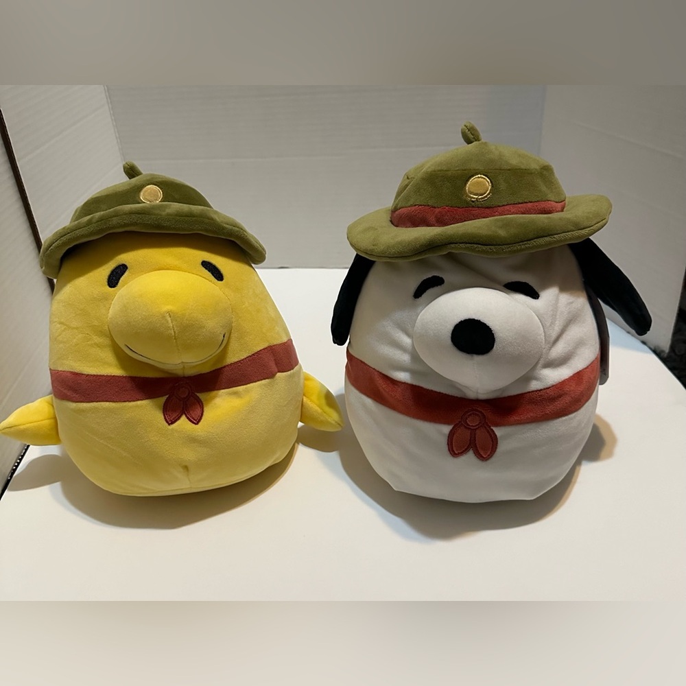 Squishmallows 8” Peanuts Snoopy & Woodstock Beagle Scout Outfits Plush NEW